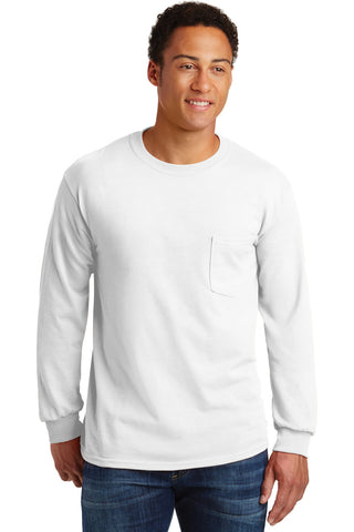 Gildan - Ultra Cotton 100% US Cotton Long Sleeve T-Shirt with Pocket.  2410