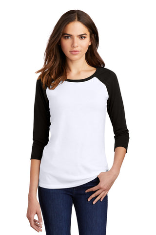 District Women's Perfect Tri 3/4-Sleeve Raglan. DM136L