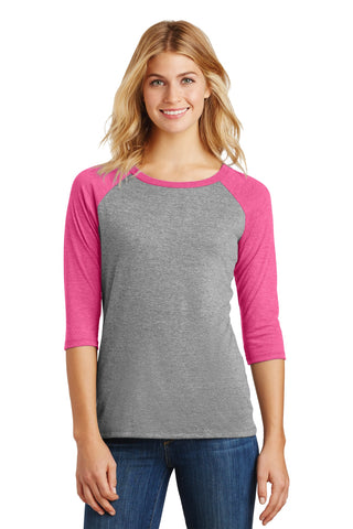 District Women's Perfect Tri 3/4-Sleeve Raglan. DM136L