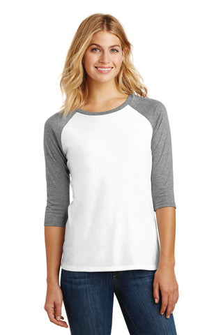 District Women's Perfect Tri 3/4-Sleeve Raglan. DM136L