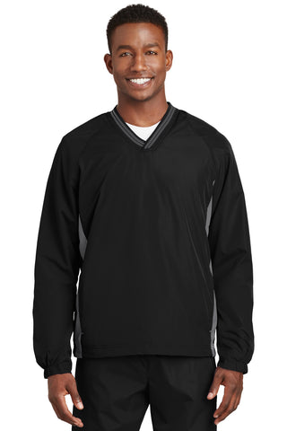 Sport-Tek Tipped V-Neck Raglan Wind Shirt. JST62