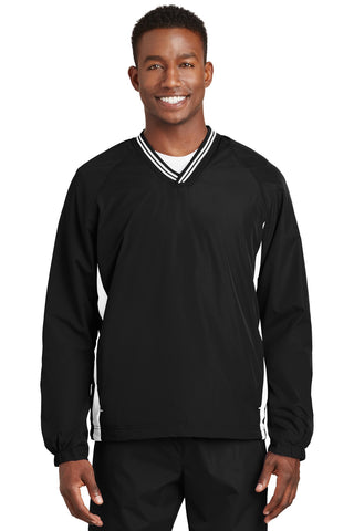 Sport-Tek Tipped V-Neck Raglan Wind Shirt. JST62