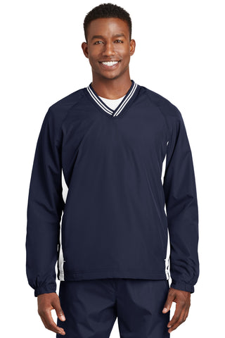 Sport-Tek Tipped V-Neck Raglan Wind Shirt. JST62