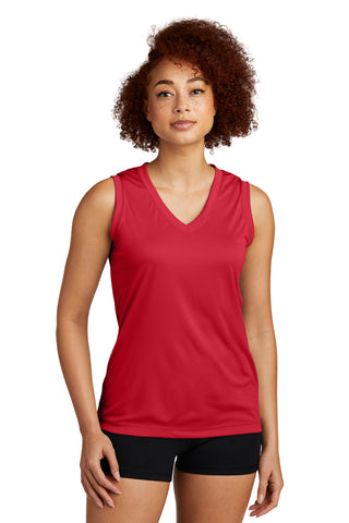 Sport-Tek Ladies Sleeveless PosiCharge Competitor V-Neck Tee. LST352