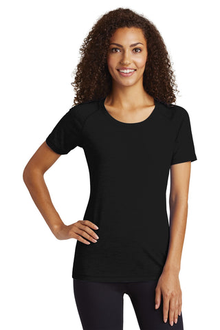 Sport-Tek  Ladies PosiCharge  Tri-Blend Wicking Scoop Neck Raglan Tee. LST400