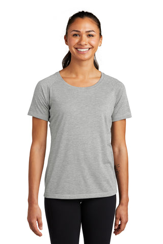 Sport-Tek  Ladies PosiCharge  Tri-Blend Wicking Scoop Neck Raglan Tee. LST400