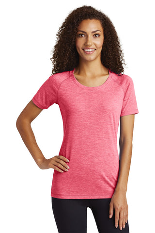 Sport-Tek  Ladies PosiCharge  Tri-Blend Wicking Scoop Neck Raglan Tee. LST400