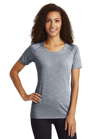 Sport-Tek  Ladies PosiCharge  Tri-Blend Wicking Scoop Neck Raglan Tee. LST400