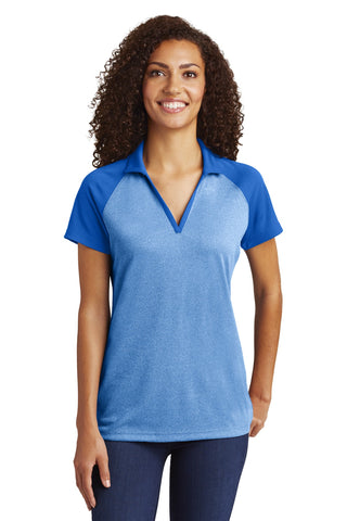 Sport-Tek  Ladies PosiCharge  RacerMesh  Raglan Heather Block Polo. LST641