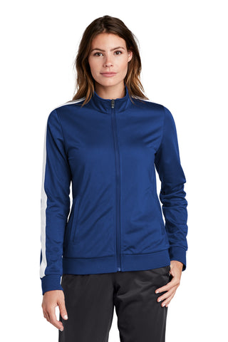 Sport-Tek  Ladies Tricot Sleeve Stripe Track Jacket. LST94