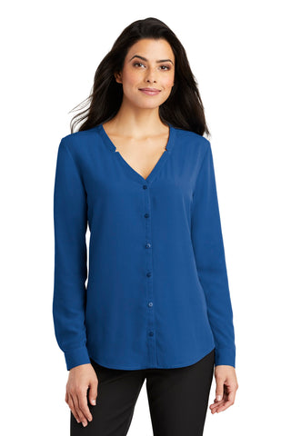 Port Authority Ladies Long Sleeve Button-Front Blouse. LW700