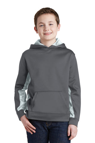 Sport-Tek ®  Youth Sport-Wick ®  CamoHex Fleece Colorblock Hooded Pullover.  YST239